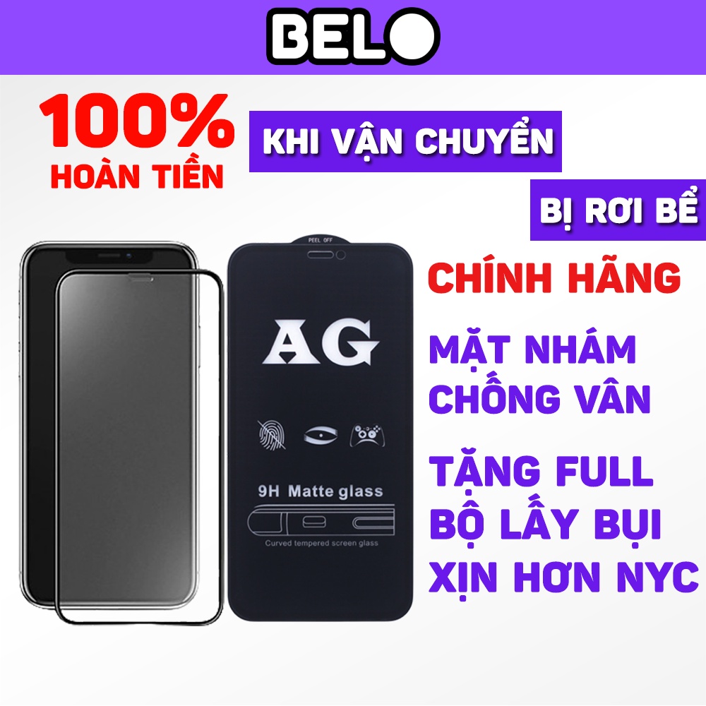 Kính Cường Lực Iphone 9d Nhám Chống Vân Tay Cho 6/6s/7/7plus/8/8plus/plus/x/xr/xs/11/12/pro/max/ Belo