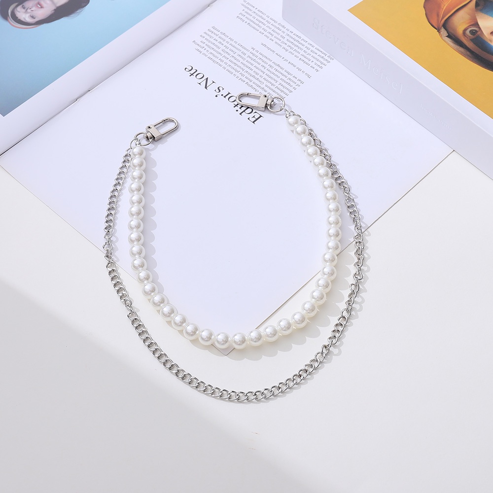 Thắt lưng hai lớp đính ngọc trai nhân tạo phong cách hip hop thời trang cho nam và nữ