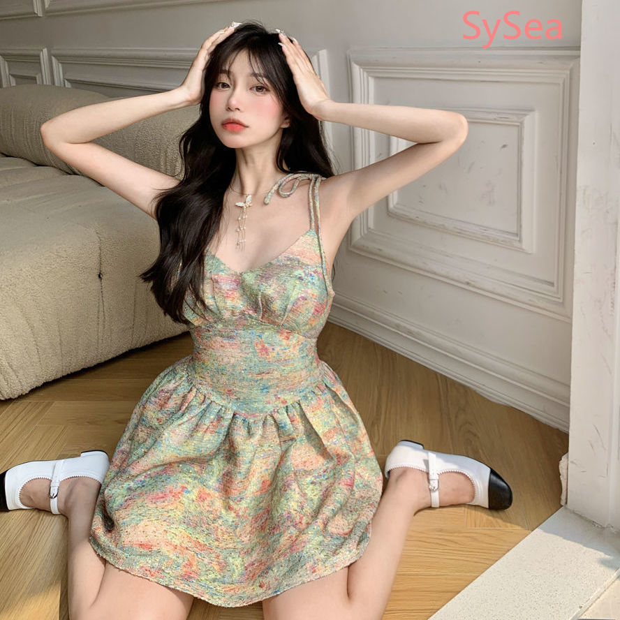 Đầm Hai Dây Họa Tiết Hoa Phong Cách Retro Thời Trang Mùa Hè