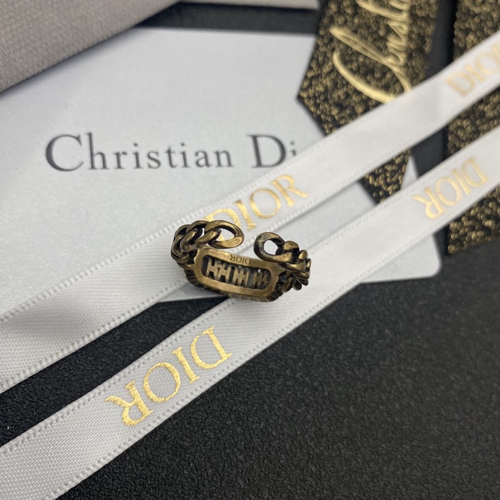 Nhẫn đeo tay Dior mạ vàng bạc 925 thiết kế đơn giản phong cách Hàn Quốc thời trang cho nữ