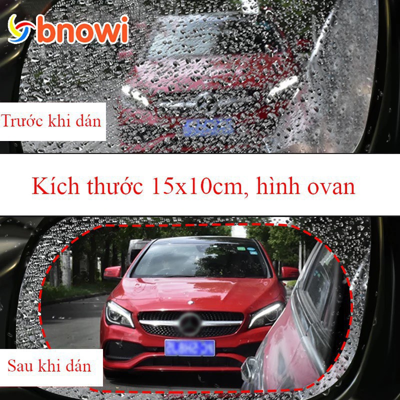Bộ 2 miếng dán gương, phụ kiện ô tô chống mờ kính khi đi trời mưa kích thước 15x10CM 1