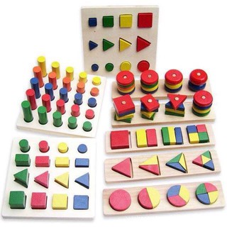 Bộ giáo cụ Montessori - 8 món - Đồ chơi giáo dục gỗ an toàn cho bé