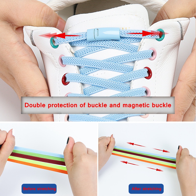 Dây Giày Có Khóa Từ Tính Co Giãn Tốt 1 Giây Không Cần Buộc Dây Cho Tất Cả Các Loại Giày