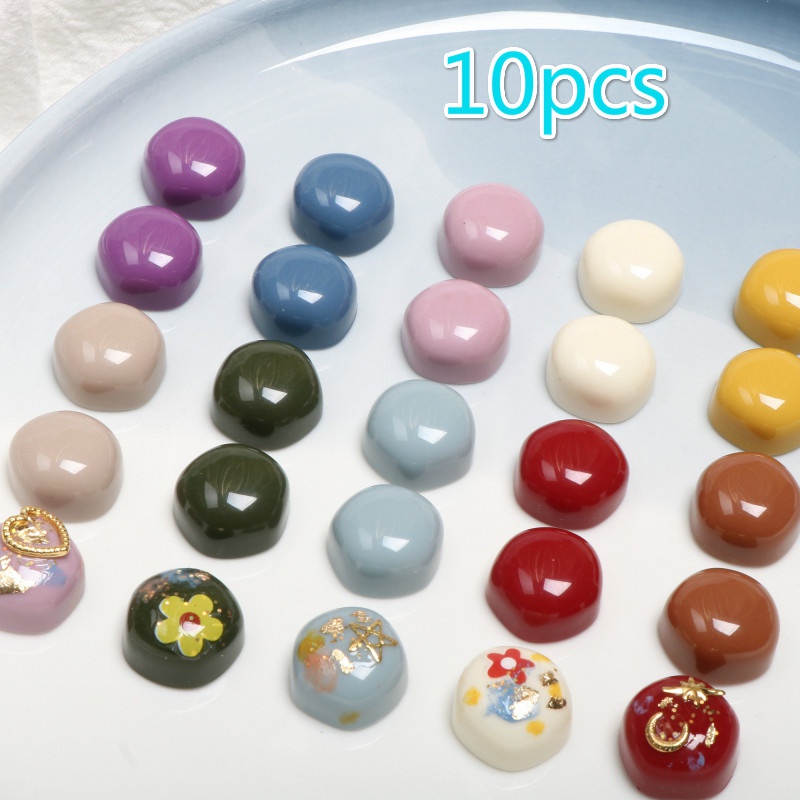 Set 10 Kẹp Tóc Bằng Resin Màu Trơn DIY Dành Cho Điện Thoại