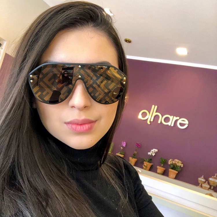 Kính Mát Fendi Gọng Lớn Chống Tia uv400 Phong Cách Cổ Điển Cho Nam Và Nữ
