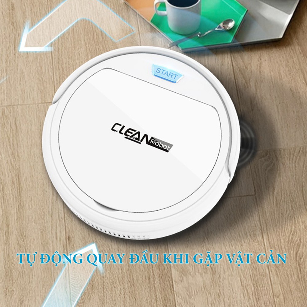 Robot hút bụi lau nhà thông minh CLEAN ROBOT thế hệ 4 tự động lau dọn nhà cửa, động cơ 4 motor hút bụi nhanh mạnh | BigBuy360 - bigbuy360.vn