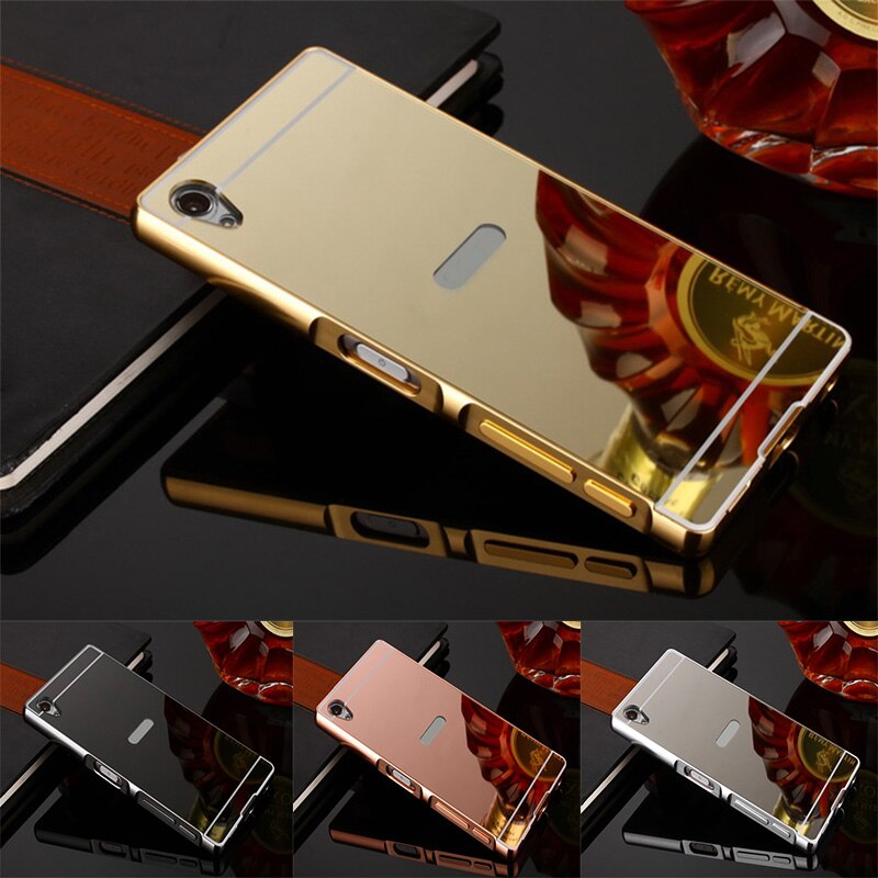 Ốp Điện Thoại Tráng Gương Viền Kim Loại Sang Trọng Thời Trang Cho Sony Xperia X XA XA1 XA2 Ultra Plus