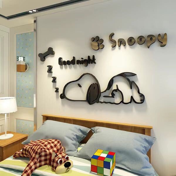 (SẴN-FREESHIP) Hoạt hình Snoopy 3D bằng acrylic dán tường trang trí phòng cho bé