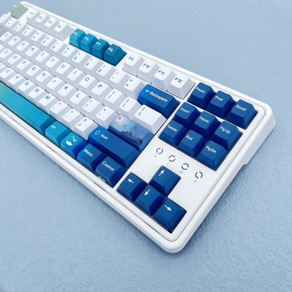 133 Phím Blue Green Keycaps Cherry Profile Gradient Color PBT Dye Sub Bàn phím cơ học Keycap