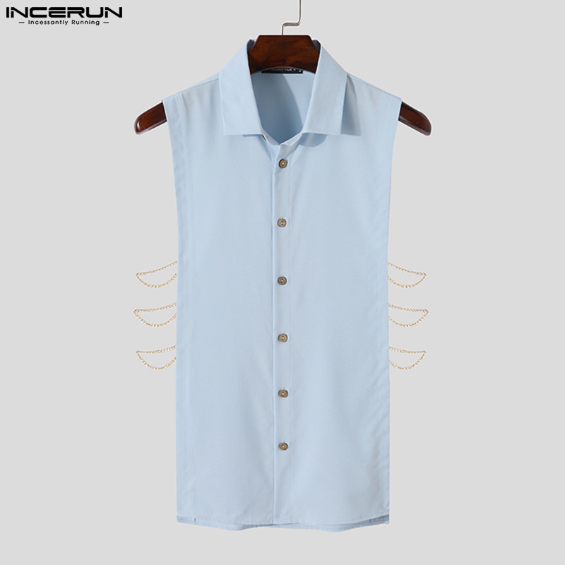 INCERUN Áo Sơ Mi Khoét Lỗ Thời Trang Dành Cho Nam