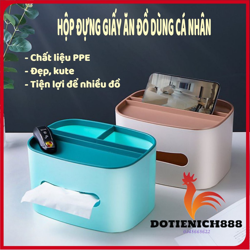 Hộp đựng giấy ăn đồ dùng cá nhân có khay đựng điện thoại chất liệu nhựa PP cao cấp