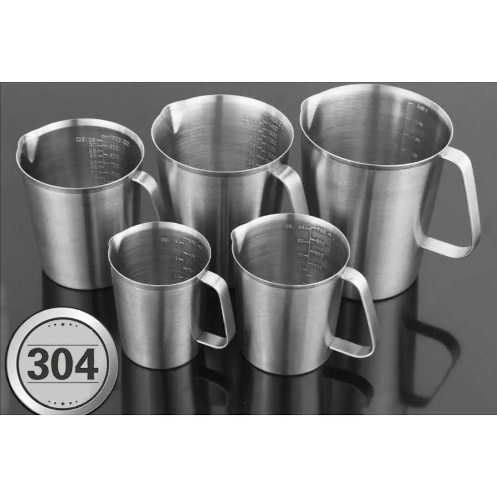 [inox 304] Ca đánh sữa,Ca đong thể tích bằng inox 304 siêu dày loại 1 - Cốc ca đánh sữa inox, cà phê Espresso