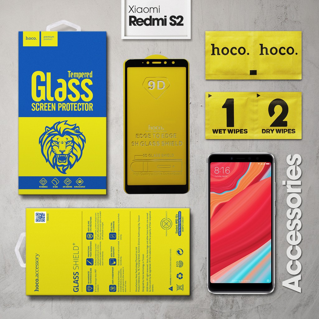 Cường lực Xiaomi Redmi S2 hiệu Hoco.tw Full viền màu