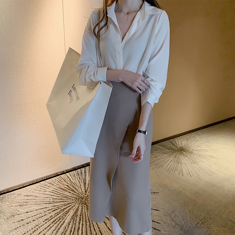 Áo Sơ Mi Tay Dài Dáng Rộng Màu Trơn Thiết Kế Mới Thời Trang Theo Phong Cách Hàn Quốc