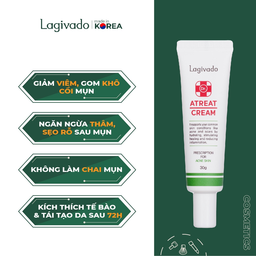 Kem giảm mụn, ngăn ngừa thâm sẹo và mụn tái phát Hàn Quốc Lagivado Dr. Atreat Cream 30 ml