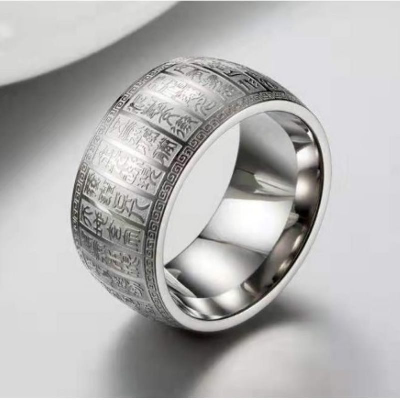 Nhẫn nam nữ Titan không đen khắc chú Ommani chú đại bi