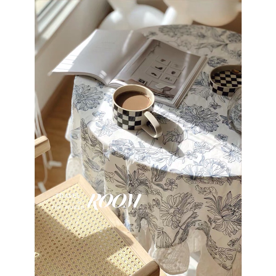 Cốc cà phê họa tiết ca rô tay cầm hình thoi 400ml -  HYHY HOME DÉCOR