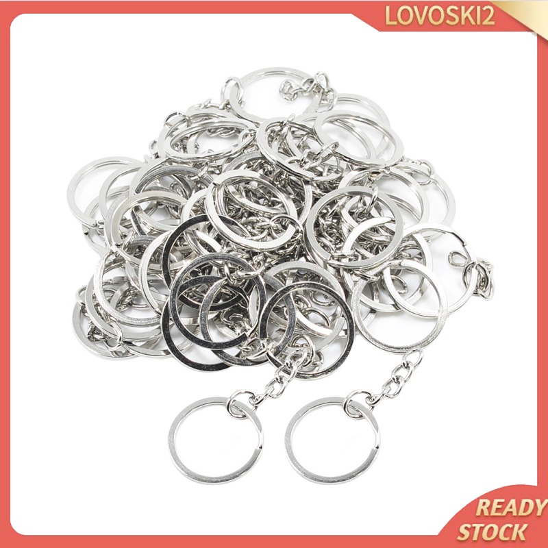 [LOVOSKI2]50Pc Split Key Rings with Chain Bulk for DIY Accessories Arts Crafts 25mm/1&quot;