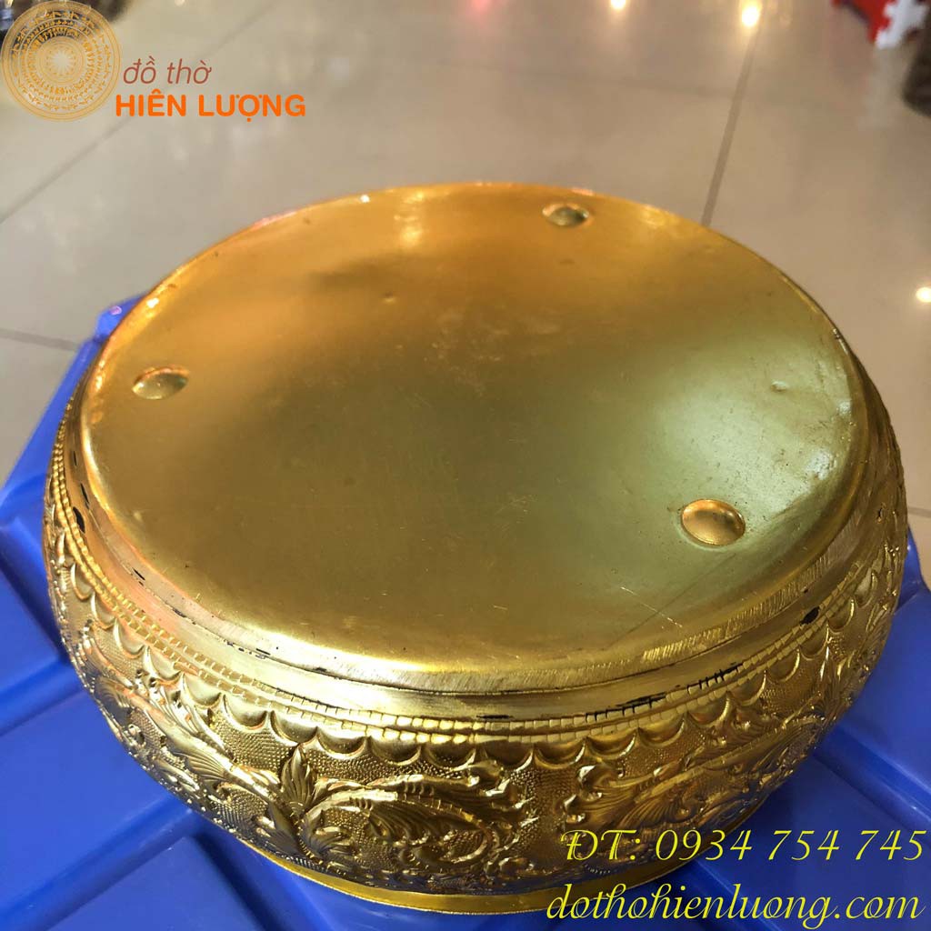 Cơi Đựng Trầu Hoa Văn Bằng Đồng Màu Vàng-Cơi Trầu Bằng Đồng-Âu Trầu Tặng Mẹ