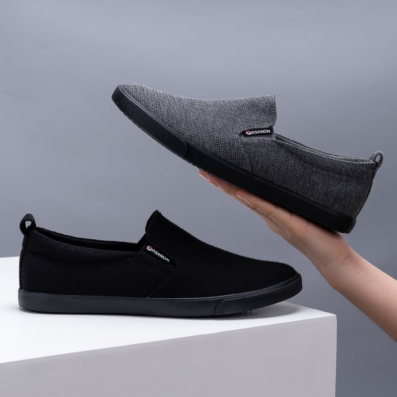 Slip on nam Leyo - Giày lười vải nam chất liệu vải bố đế cao su 2 màu đen và xám  - Mã SP A2182 | BigBuy360 - bigbuy360.vn