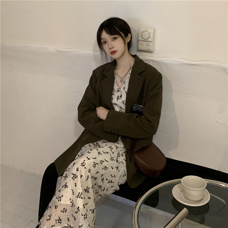 Bộ Trang Phục XIAOZHAINV Cho Nữ Gồm Đầm Tay Dài Họa Tiết Hoa + Áo Khoác Tay Dài Thời Trang Cổ Điển | BigBuy360 - bigbuy360.vn