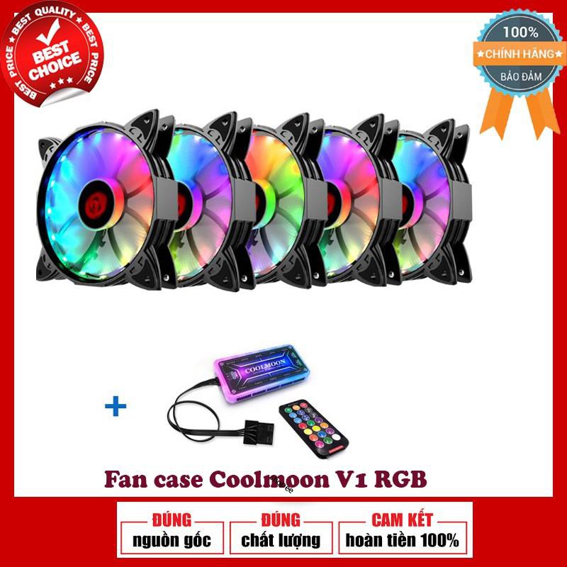 Bộ 5 Quạt Tản Nhiệt, Fan Case Coolmoon Ver 1 / V1 Led RGB - Kèm Hub và Remote