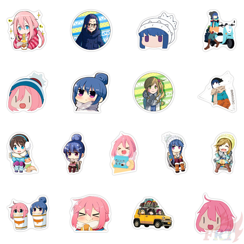 Set 50 hình dán phong cách Yuru Camp - Series 02 trang trí sổ tay máy tính ván trượt đa dụng