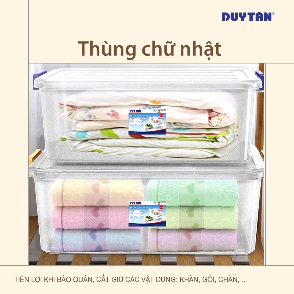 Thùng Nhựa Duy Tân Đựng Đồ Trong Suốt Có Nắp Nhiều Cỡ 10L-15L-30L-45L-55L