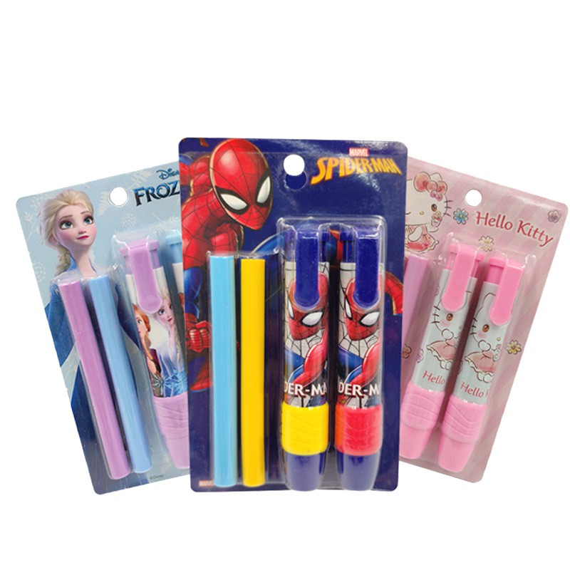 Gôm bút chì tẩy hình công chúa ELSA dạng bấm tiện lợi và an toàn, Gôm tẩy bút chì Spider man (người nhện)gôm chì cao cấp