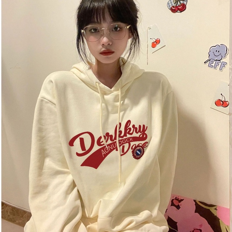 ZHELIHANGFEI Áo Hoodie In Chữ Phong Cách Retro Mỹ Cá Tính