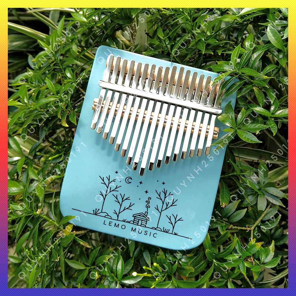 Đàn kalimba 17 phím gỗ nguyên tấm cao cấp âm vang hay có khắc hoạ tiết thiên nhiên tuyệt đẹp - QLBD1316