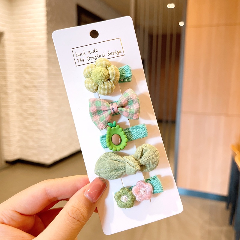 Set 5 Kẹp tóc hình hoa nơ dễ thuơng cho bé gái.