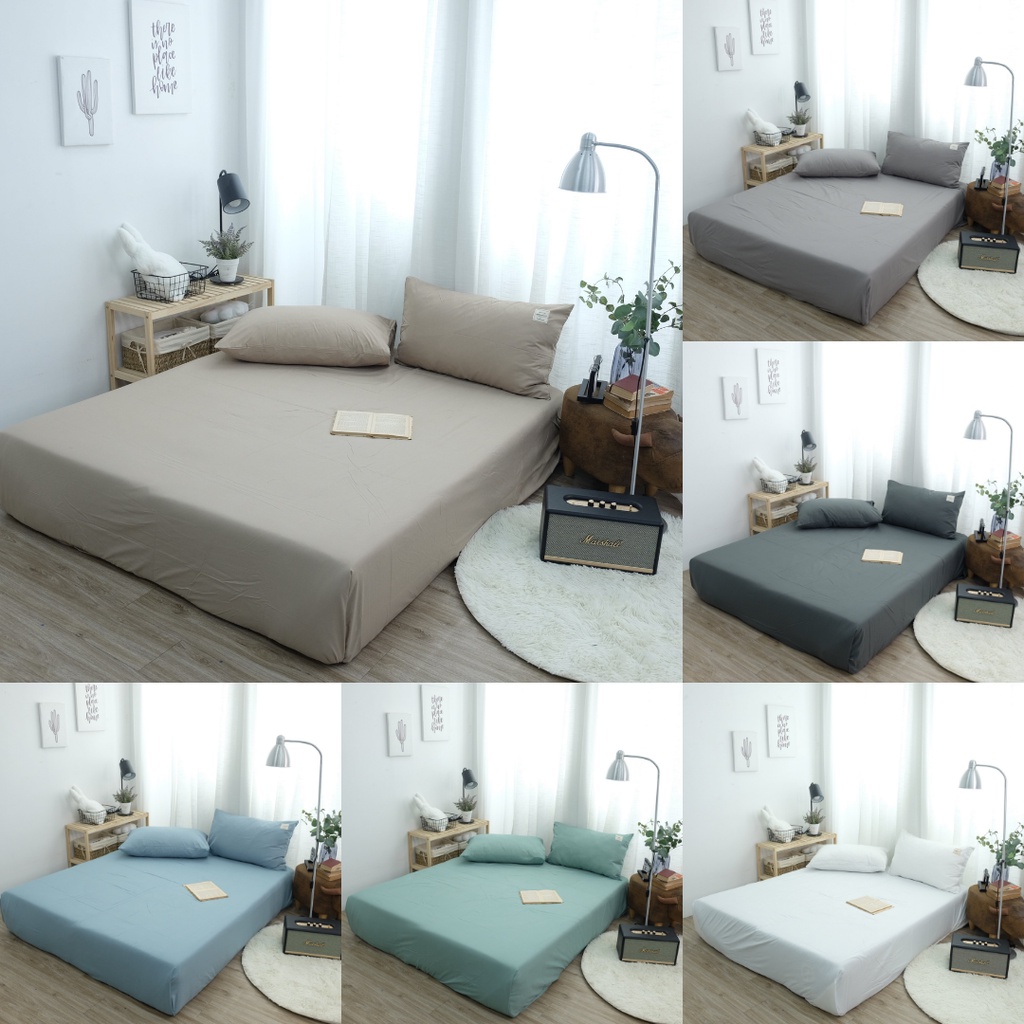 Bộ ga giường cotton tici, bộ drap giường một màu thanh lịch cao cấp