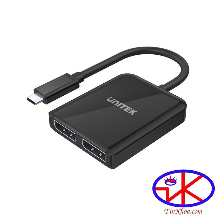 Cáp chuyển TYPE-C -&gt; 2 DISPLAYPORT UNITEK V1407A  1.4 8K