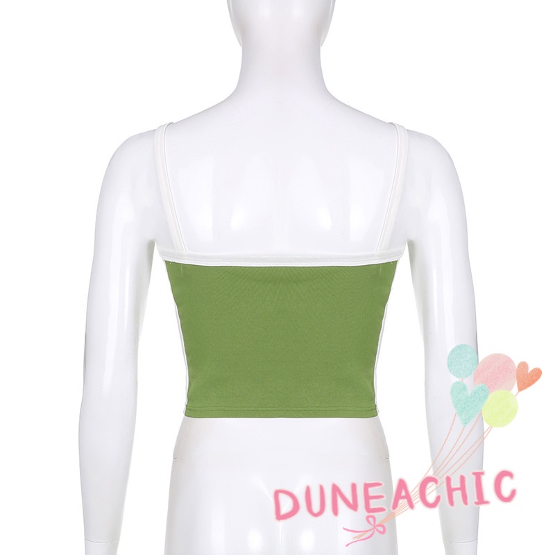 DUNEA Áo Hai Dây Màu Sắc Tương Phản Quyến Rũ Cho Nữ