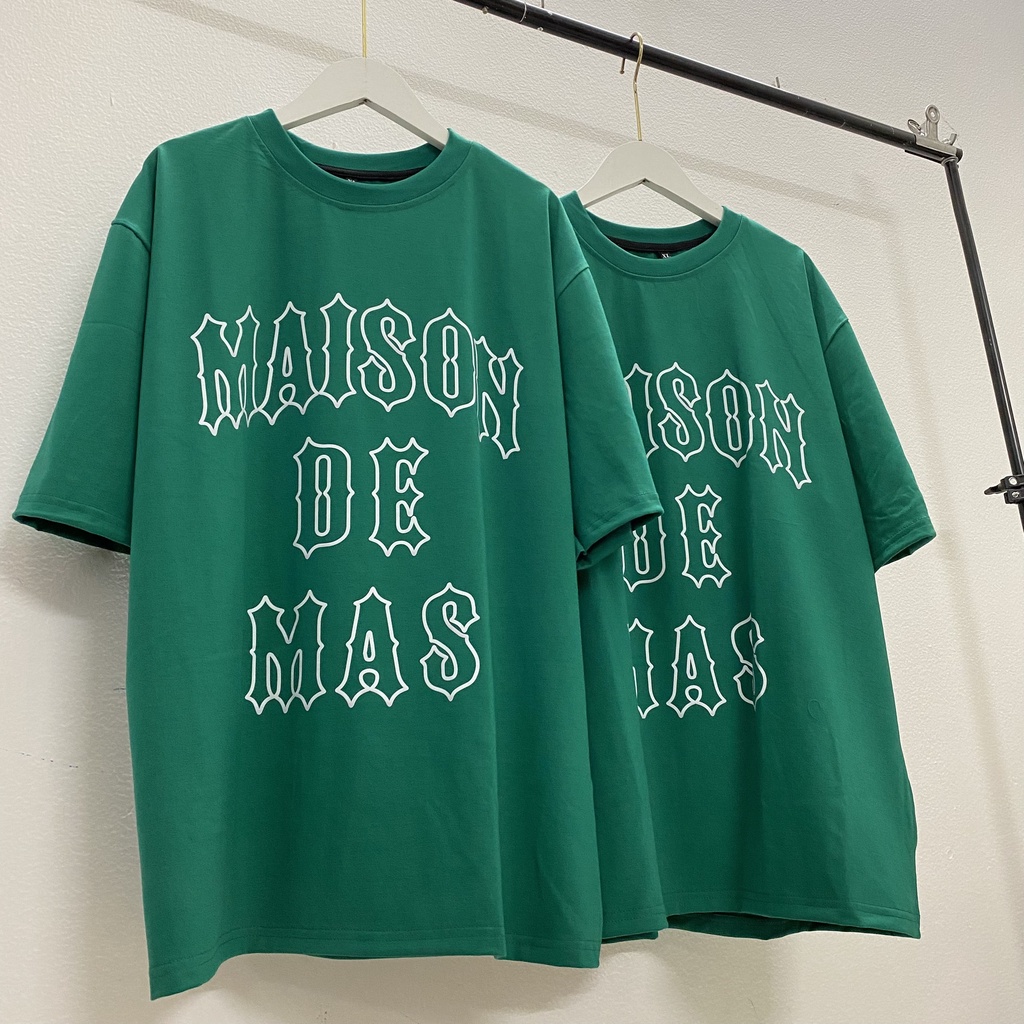 Áo thun tay lỡ MAISON DE MAS XANH LÁ to KKIMSHOP , Áo thun unisex nam nữ form rộng oversize chất liệu Cotton Thái