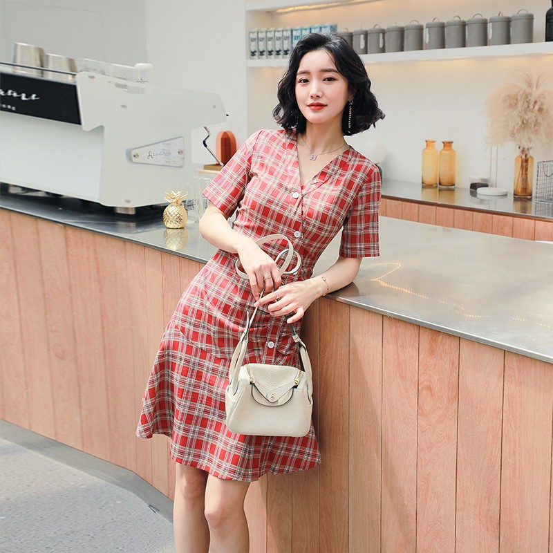 Váy kẻ caro đuôi cá Hàn Quốc