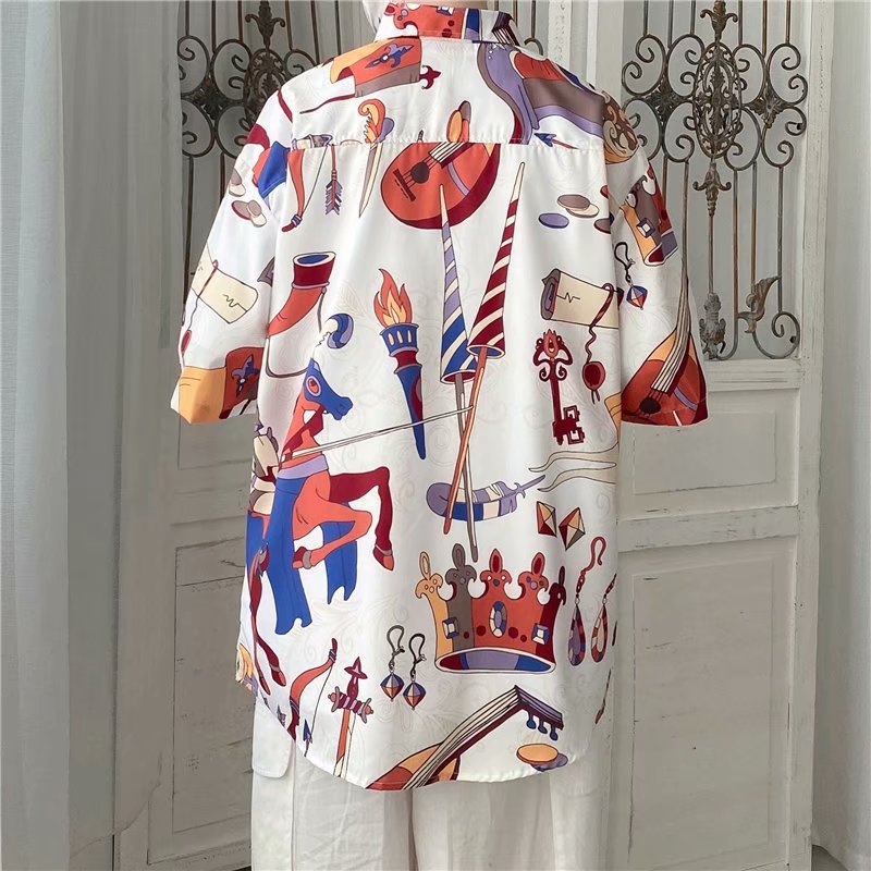 Áo sơ mi ngắn tay 3D hoa phong cách Hàn Quốc cho nam