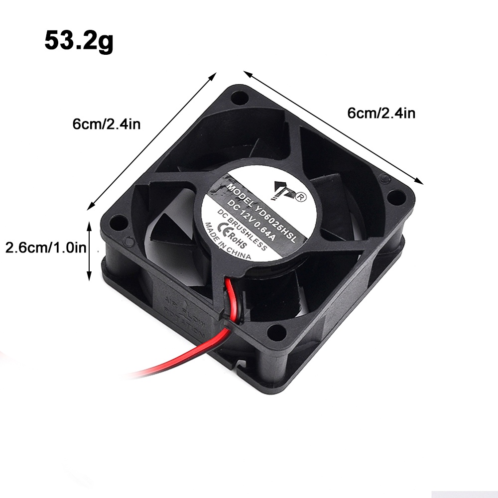 Quạt tản nhiệt DIYMORE hai dây 6025 DC12V 0.64A 2PIN không ồn