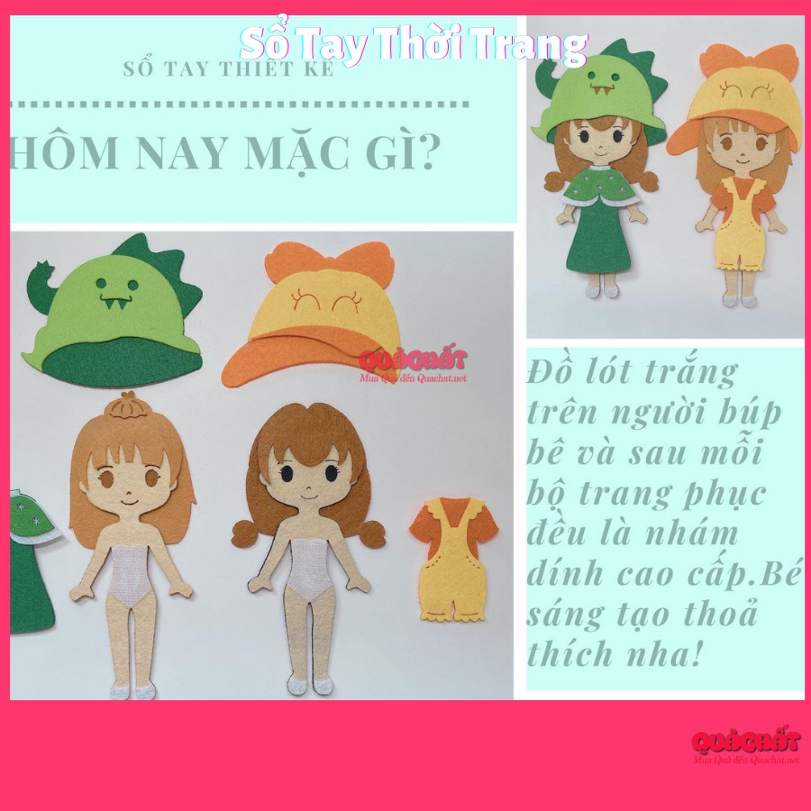 Đồ chơi búp bê sổ tay thiết kế thời trang 2 búp bê, 2 mũ thời trang và 8 bộ trang phục 4 mùa làm quà 1 6, sinh nhật