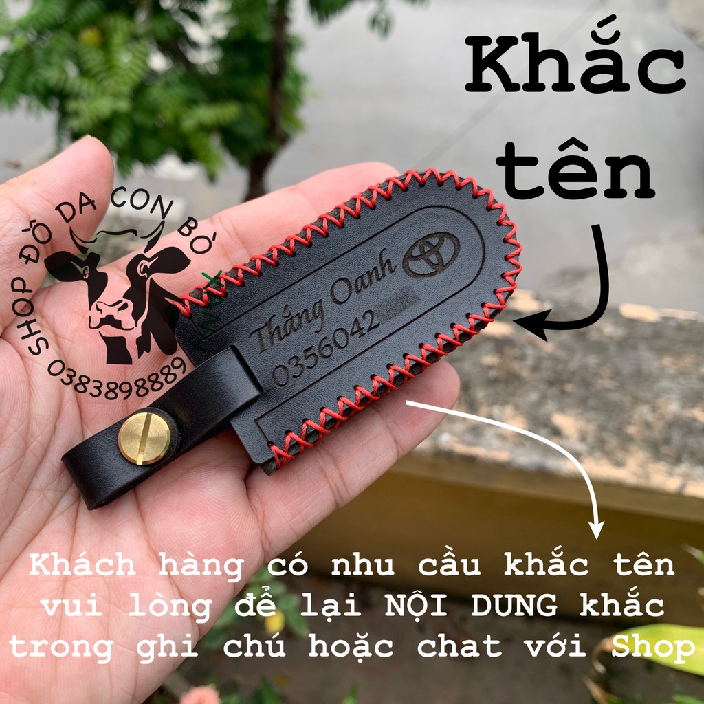 bao da chìa khoá Toyota Rush, Wigo smartkey handmade da thật 005