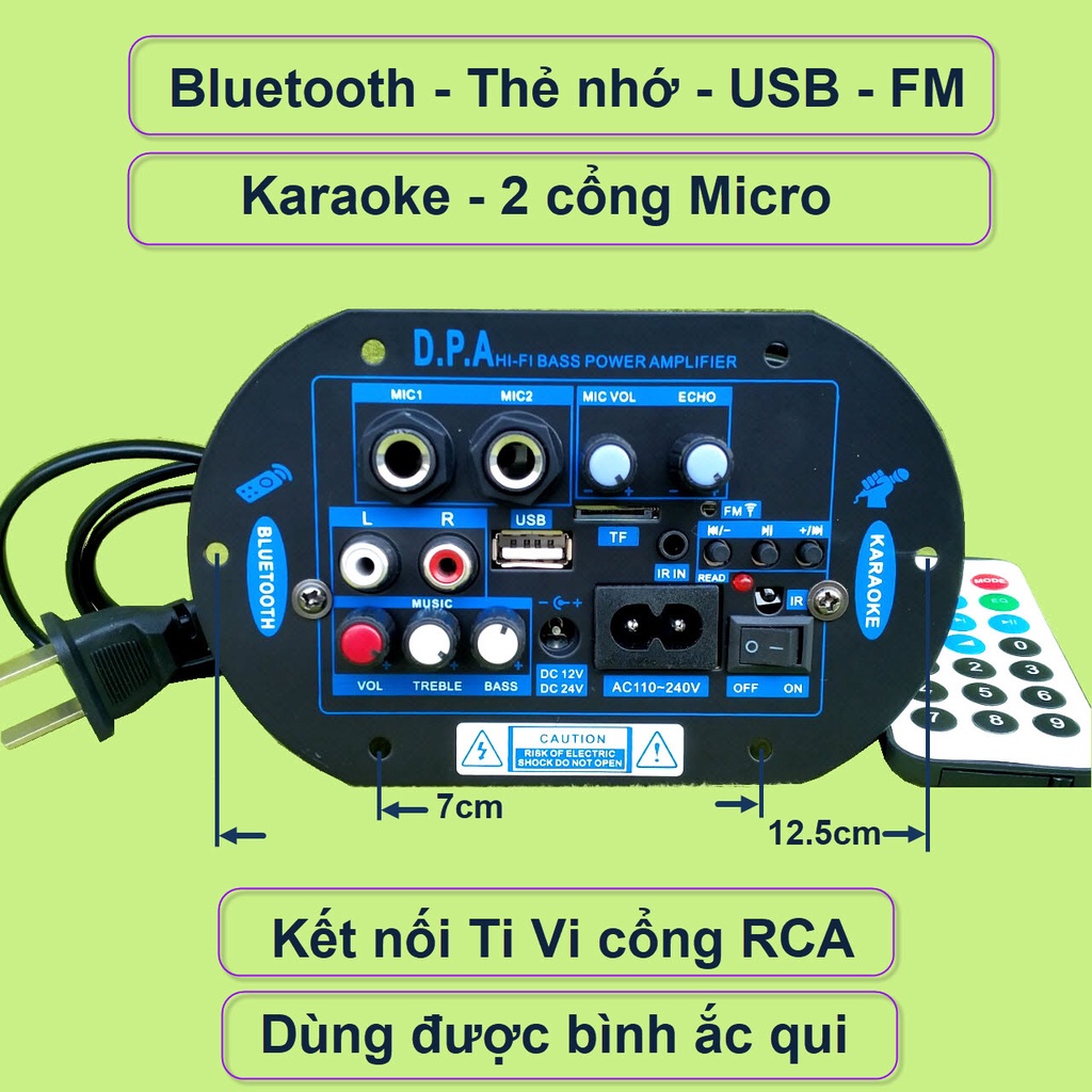 Mạch loa kéo công suất 100W - 150W DPA loa kéo 2.5 tấc - 3 tấc Bluetooth Karaoke OVAL XD