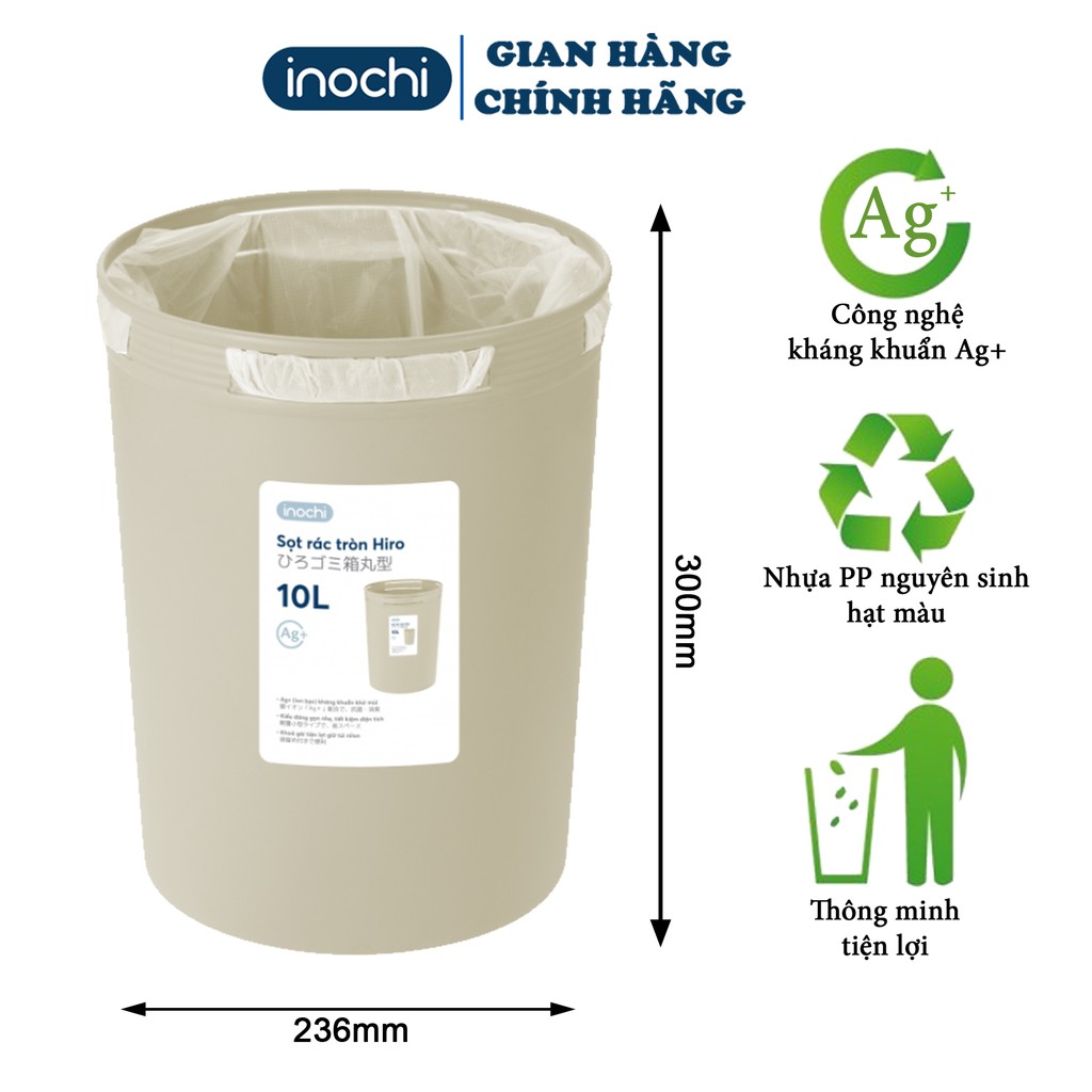 Sọt Rác Tròn inochi 10 Lít ♻️SALE♻️ Thùng Rác Mini thông minh Nhựa Làm Văn Phòng, Khách Sạn, Đựng Rác Gia Đình SR10L