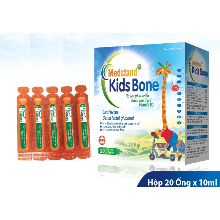 MEDSTAND KIDS BONE – Hỗ trợ phát triển chiều cao ở trẻ, bổ sung canxi và vitamin D3 (20 ống )