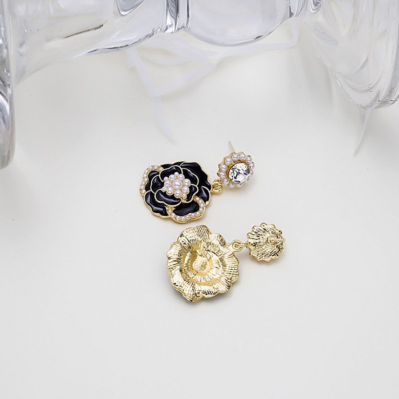 Bông Tai Bạc 925 Hình Hoa Trà Đính Ngọc Trai Phong Cách Retro Thời Trang Cho Nữ