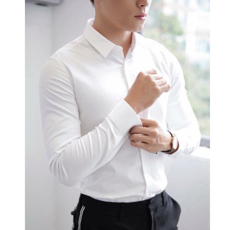 Áo Sơ Mi Nam Dài Tay Thời Trang 24h Nhiều Màu Công Sở Phom Body Vải Lụa Chống Nhăn