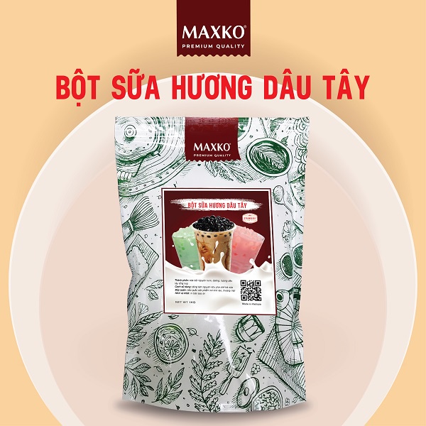 Bột Sữa Hương DÂU TÂY dùng pha chế trà sữa, túi 1KG