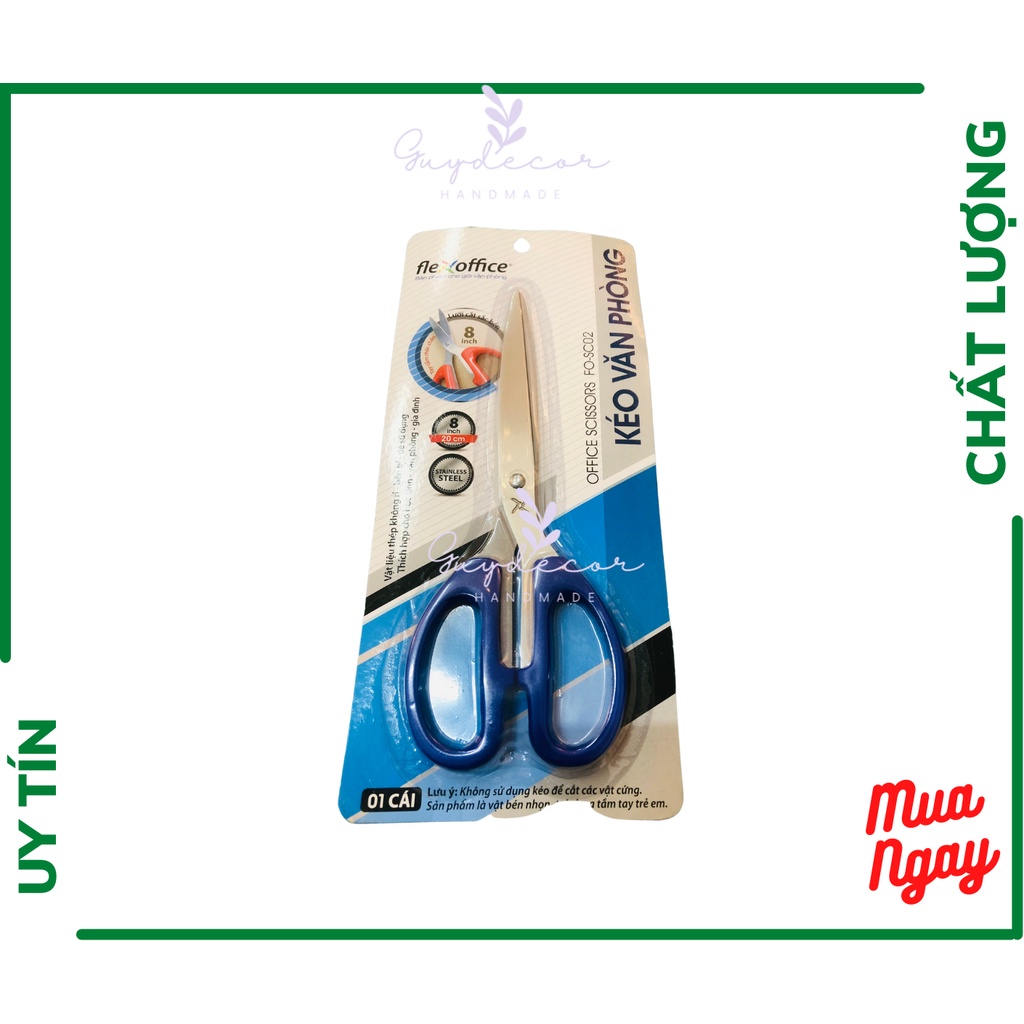 Kéo cắt giấy văn phòng cỡ lớn Thiên Long, kéo văn phòng phẩm thép không gỉ bền bỉ size 20cm