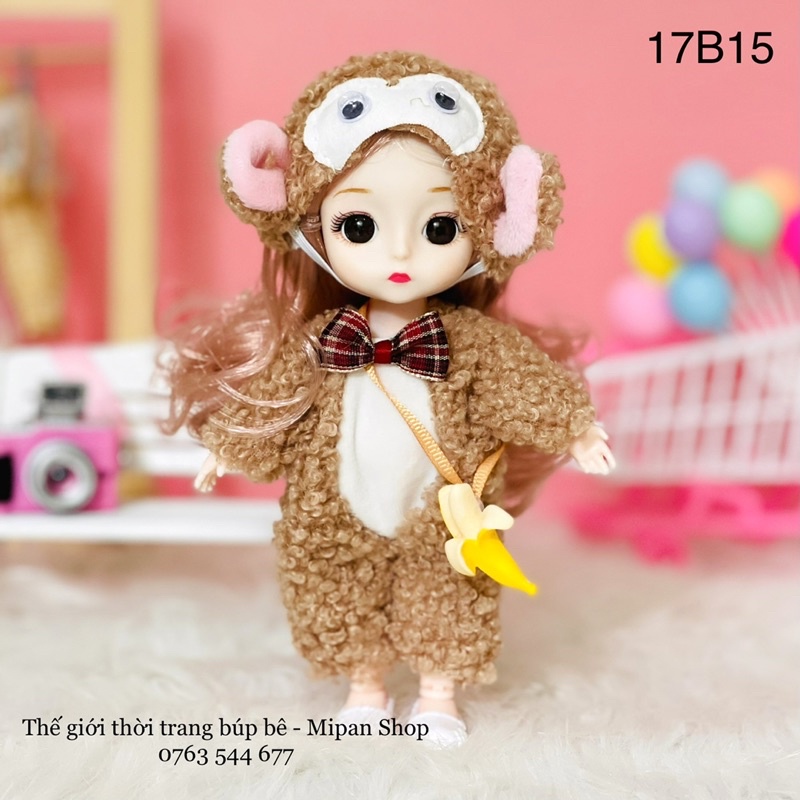 Đồ chơi búp bê Barbie công chúa dễ thương 17cm có khớp 3D cử động linh hoạt
