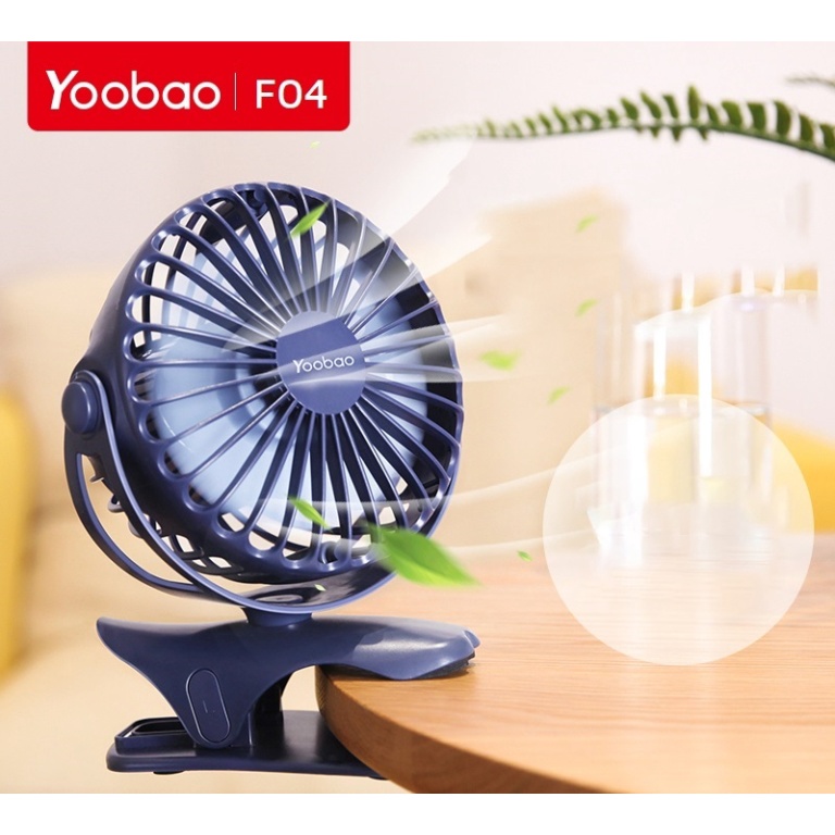 Quạt Yoobao F04  6400 mAh,quạt kẹp, để bàn dùng liên tục 32h. Bảo hành 6 tháng